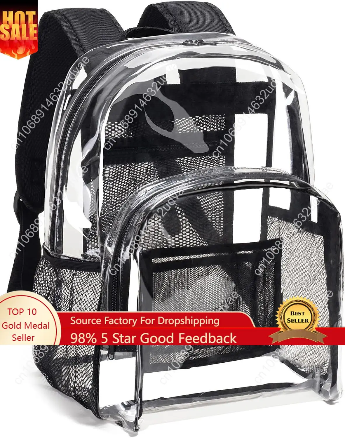 

Clear Backpack Heavy Duty PVC Transparent Backpack with Reinforced Strap Stitches & Large Capacity for College Workplac