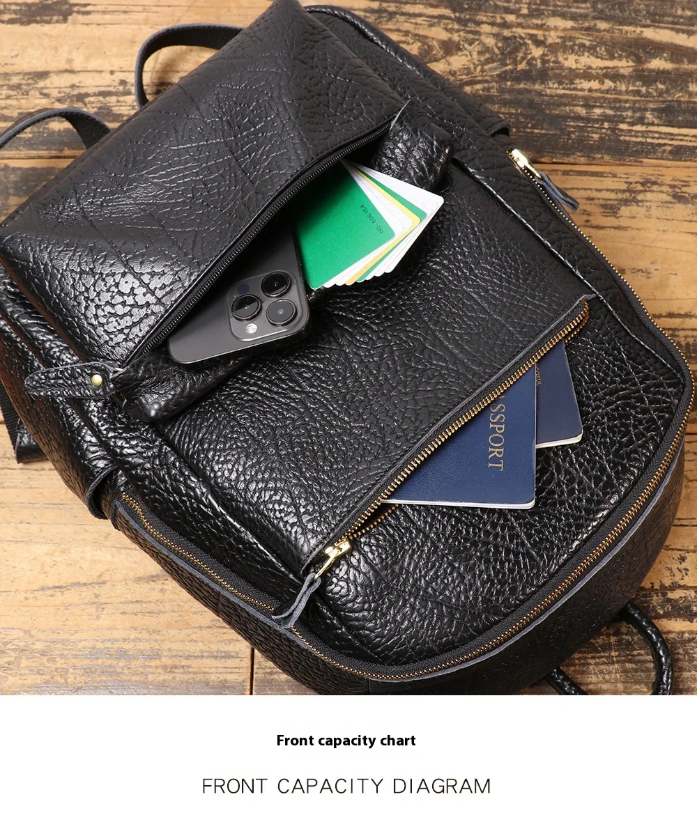 Genuine Leather Men's Travel Backpack, Spacious Laptop Bag