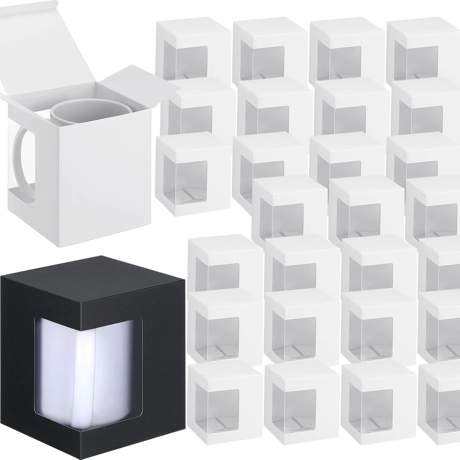 Paquete de 12 cajas de regalo para tazas de sublimación, cajas de tazas de café con ventana, caja de embalaje de regalo para sublimación de espacios en blanco