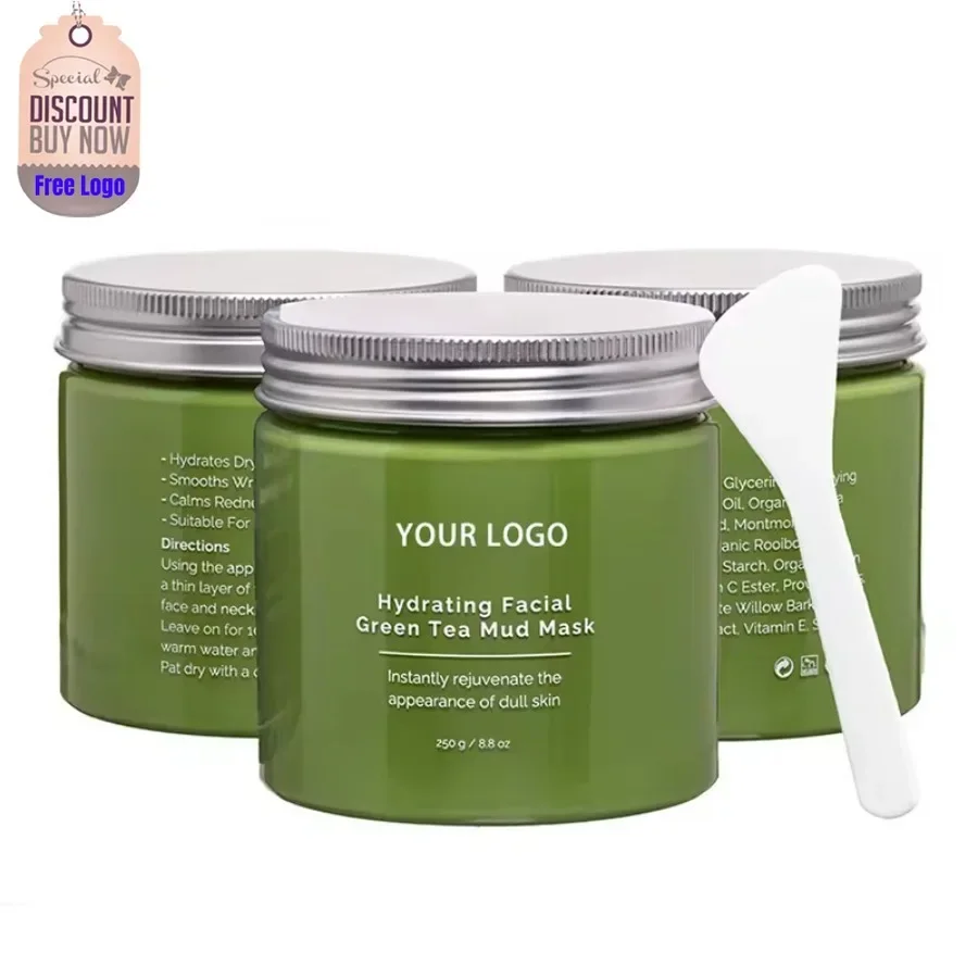 

Custom 250g Green Tea Mud Deep Cleaning Easy To Use Long Lasting Moistuirizng Nourish Hydrating Apply Facial Mask Bulk Makeup