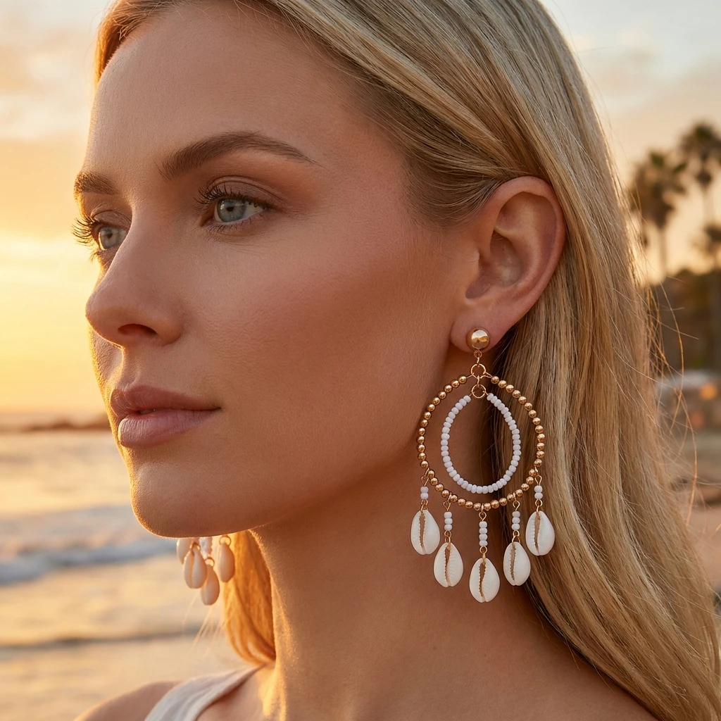Pendientes de doble aro con fl - Ethnic Fashion Trend reseña y precio