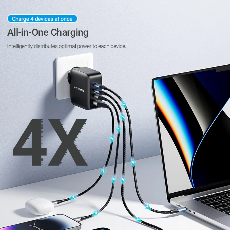 Vention GaN 140W Charger USB Type C PD3.1 Fast Wall Charger for MacBook Pro iPhone 15 Tablet Quick Charge 4.0 3.0 Phone Charger