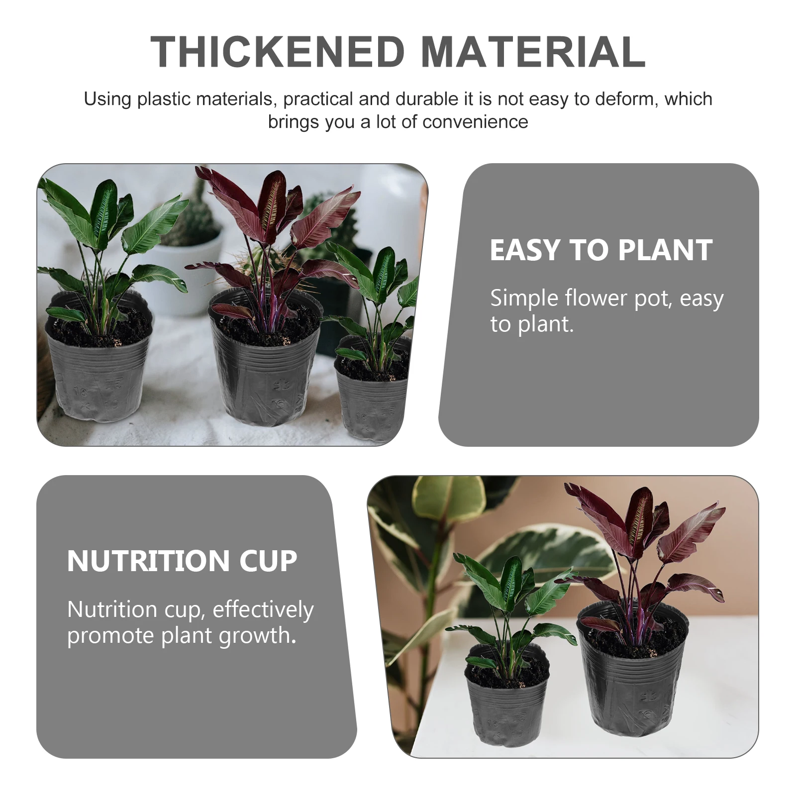 

400Pcs Plant Nursery Cups Plastic Durable Outdoor Gardening Pots for Balcony Garden Citrus Nutrition Plants Nursery Pots