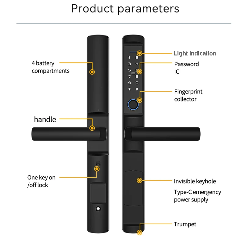 Double Waterproof IP66 Tuya Wifi Fingerprint Aluminum Door Lock TTlock APP Card Code Outdoor Electronic Smart Sliding Door Lock