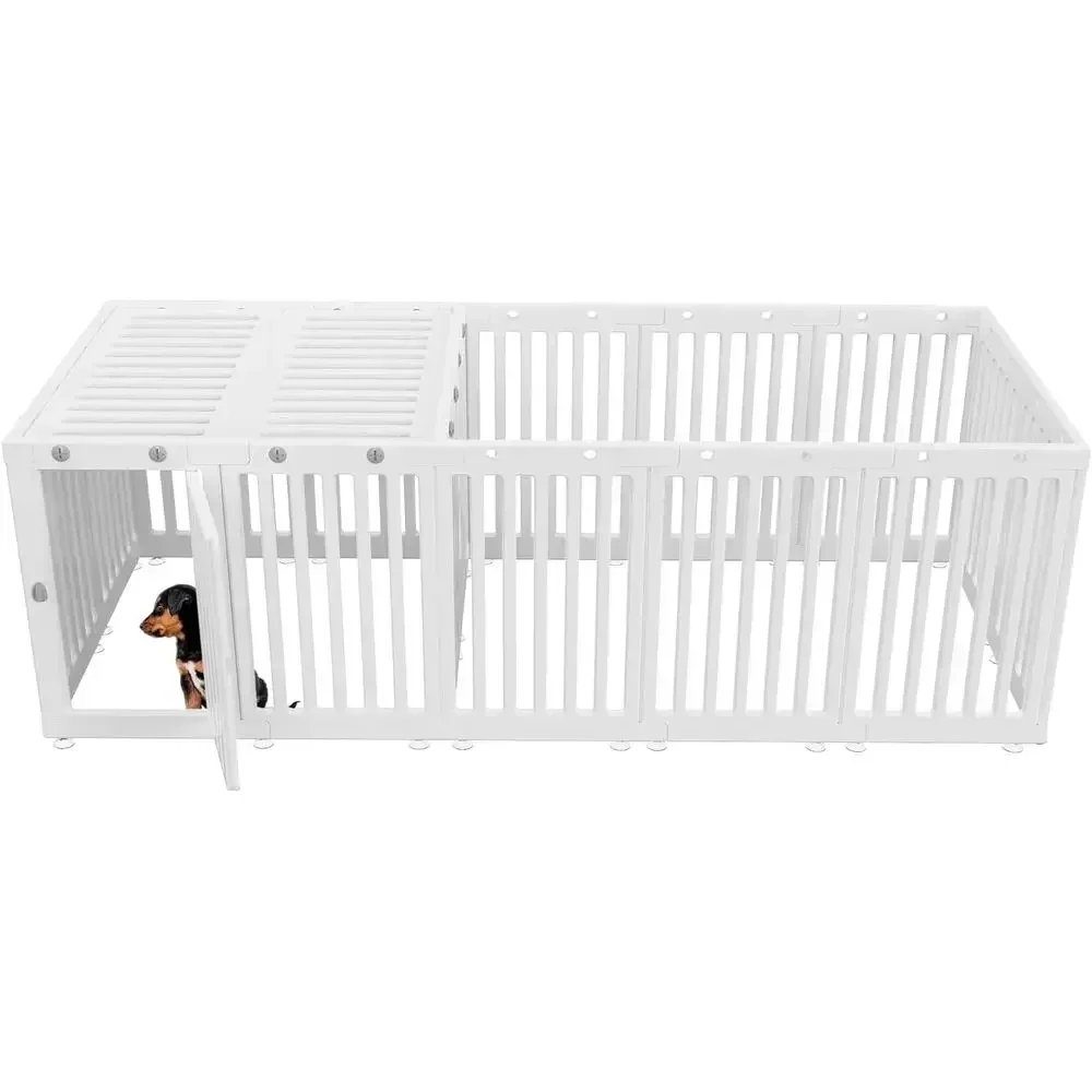 18-Panel Door & Top Cover Dog Playpen for Small to Medium Breeds, Ideal for Indoor & Outdoor Use
