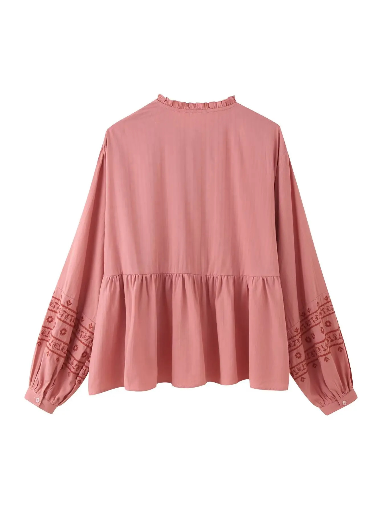 2025 موضة مطرزة المرأة عادية زر واحد قميص اللون كتلة قميص مطرز الخريف طويلة الأكمام قميص نسائي Col #4