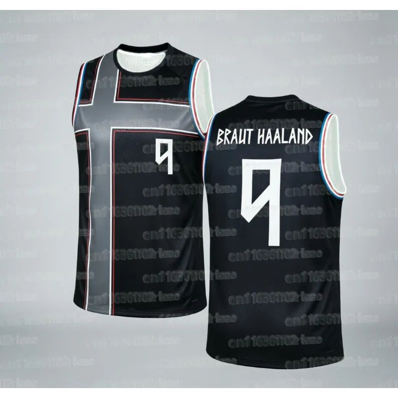 Haaland 9 Norway Fan - Chaleco sin mangas para baloncesto, transpirable, de secado rápido, ropa de calle, estilo familiar informal con estampado 3D de verano