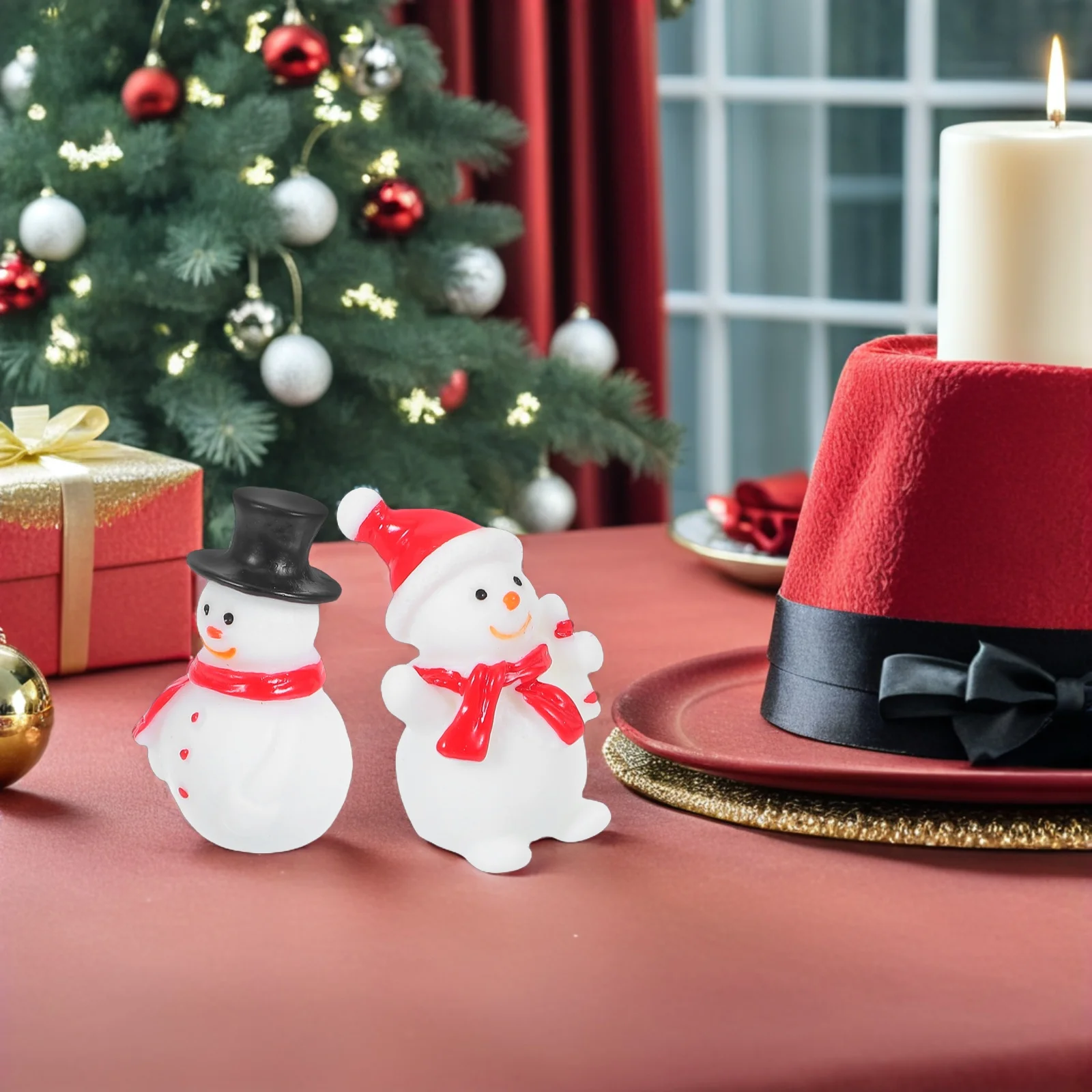 

20Pcs Christmas Decorations Mini Snowman Resin Set Festive Table Top Ornament for Holiday DIY Craft Fairy Garden Decor