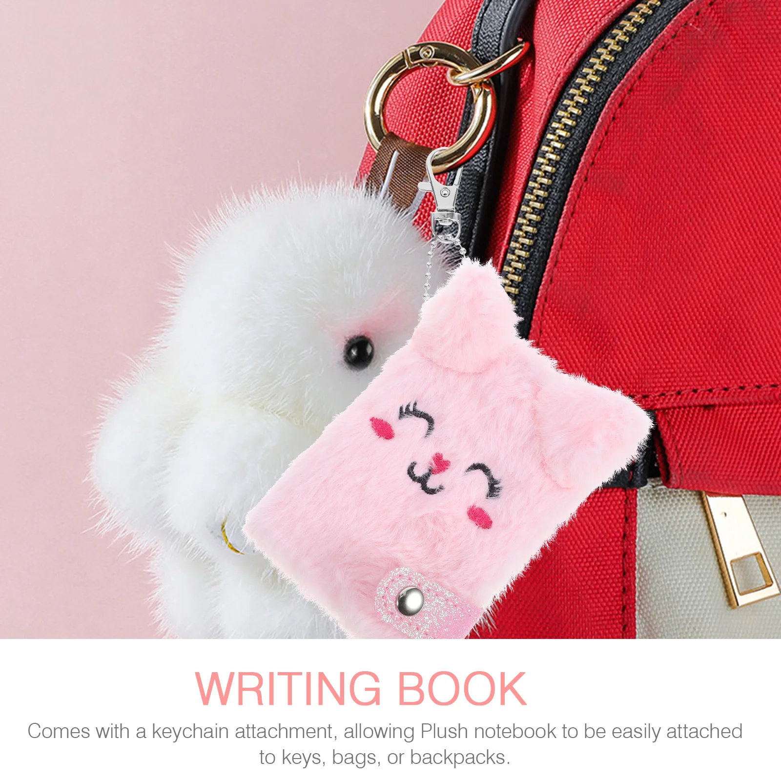 Notebook with Friendly Animals Cover Kawaii Plush Keychain Notebooks for Girls Student