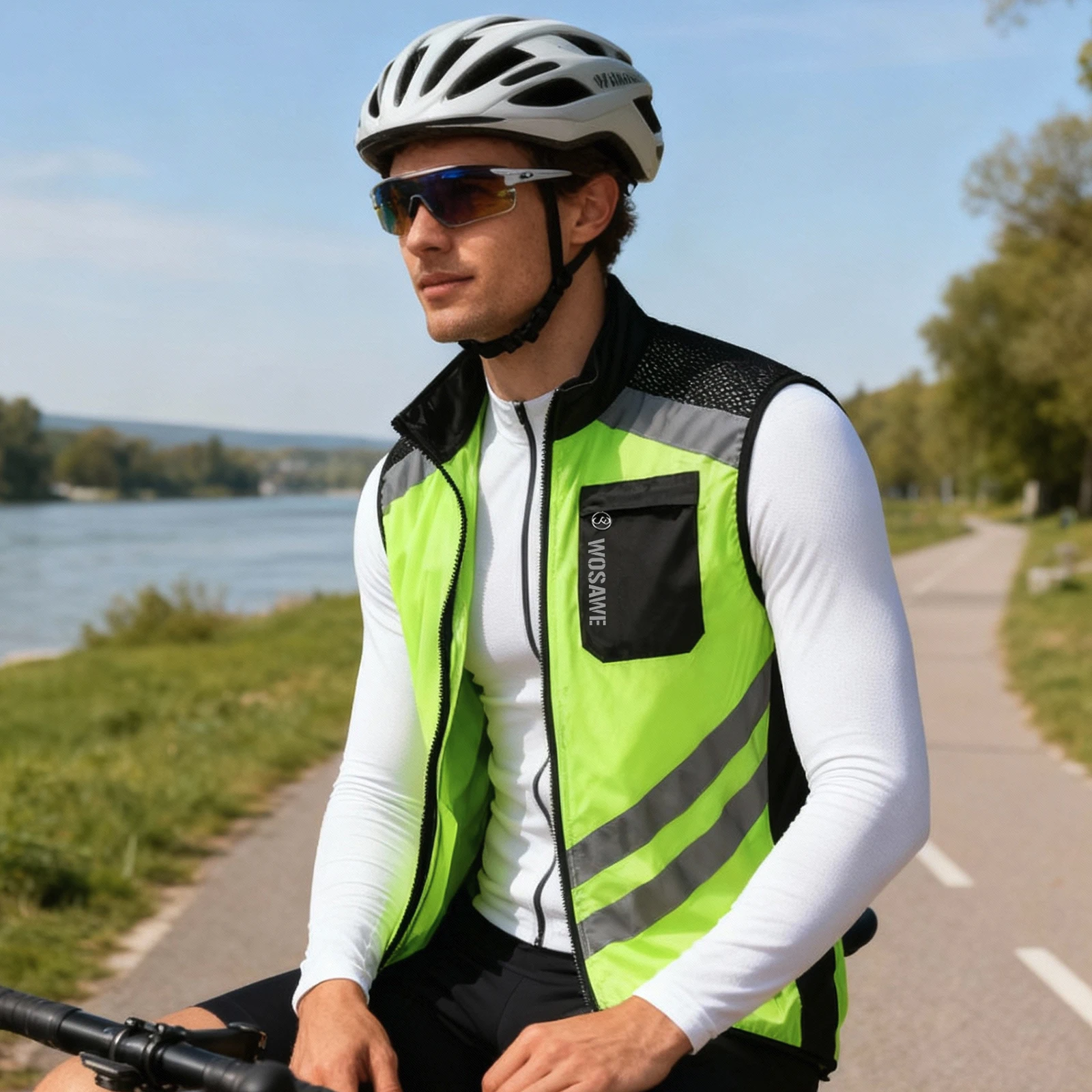 WOSAWE Cycling Vests Night Reflective Vest Bicycle Sportswear Outdoor Running Breathable Jersey For Men Women Bike Wind Coat