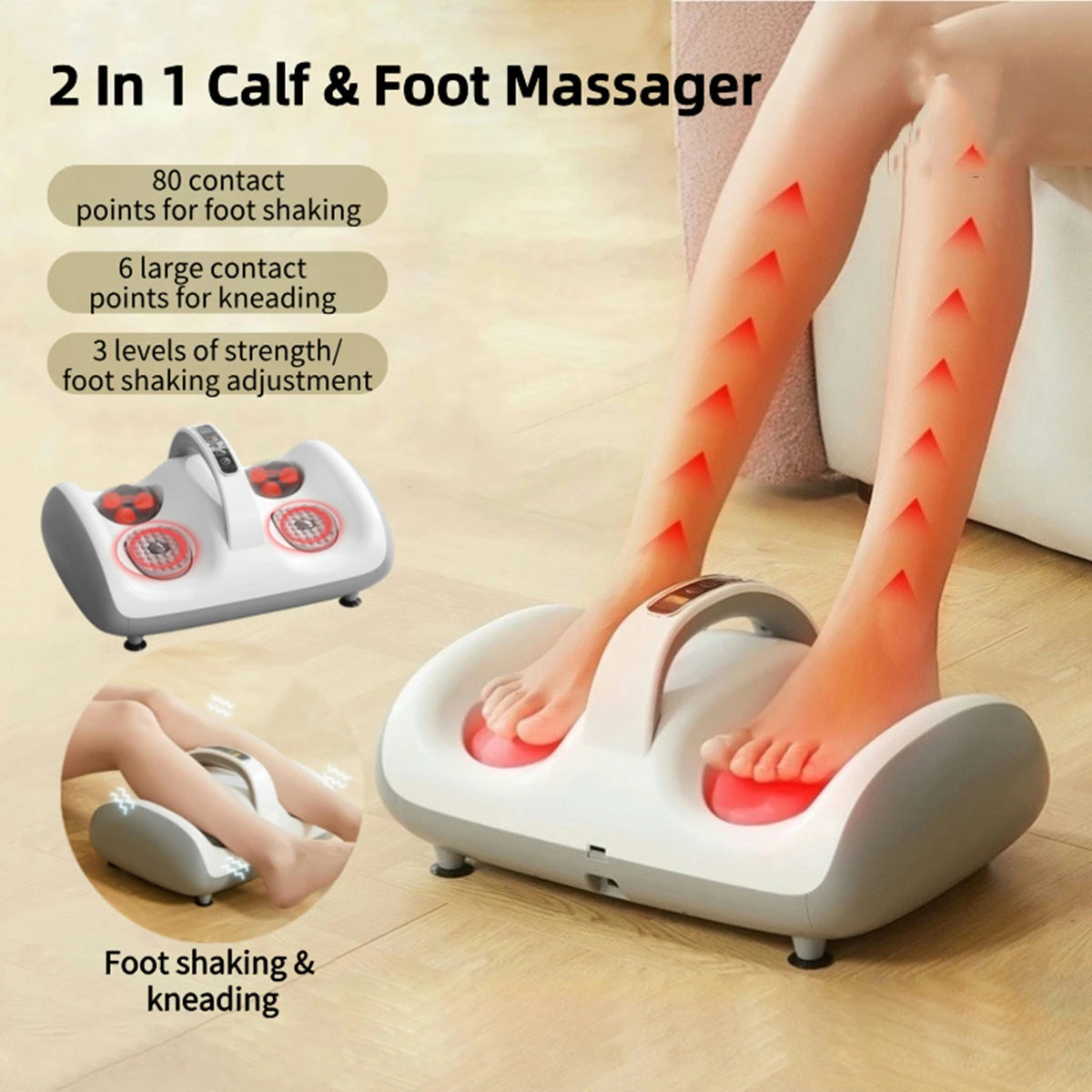 Foot Massager with Vibration Electric Heated Calf Feet Massage Therapeutic Kneading Improve Legs Blood Muscle Relaxation