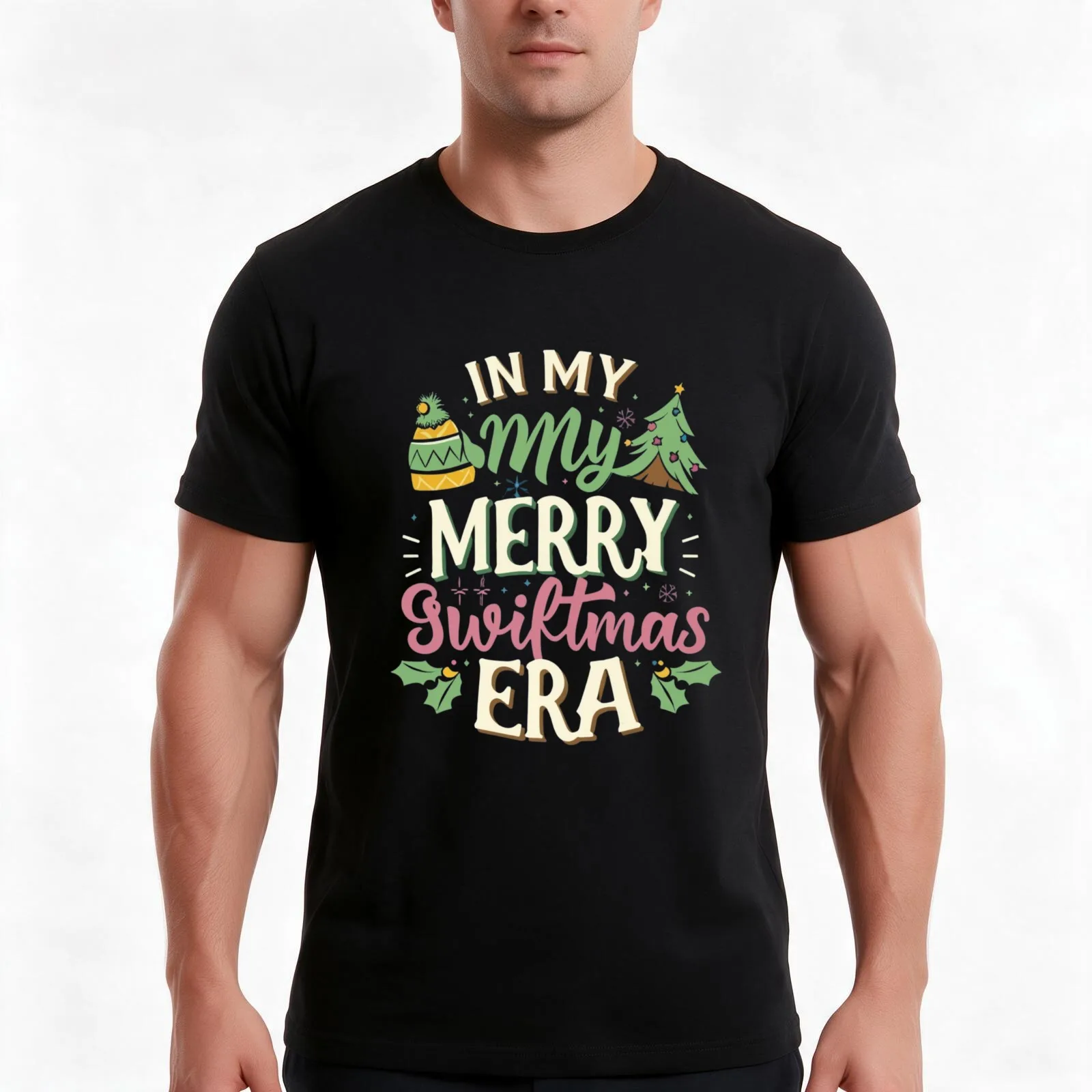 In My Merry Swiftmas Era T-Shirt, Summer Casual Cotton Tee, Oversized Streetwear Tops, Vintage Graphic Print, Unisex Men Women
