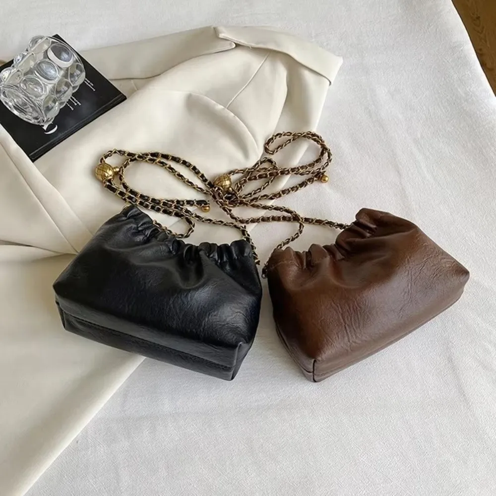 

New Versatile Women Chain Shoulder Bag Pleatd Hobo Bag Crossbody Tote Bag Casual Girl Purse Satchel Sling Bag