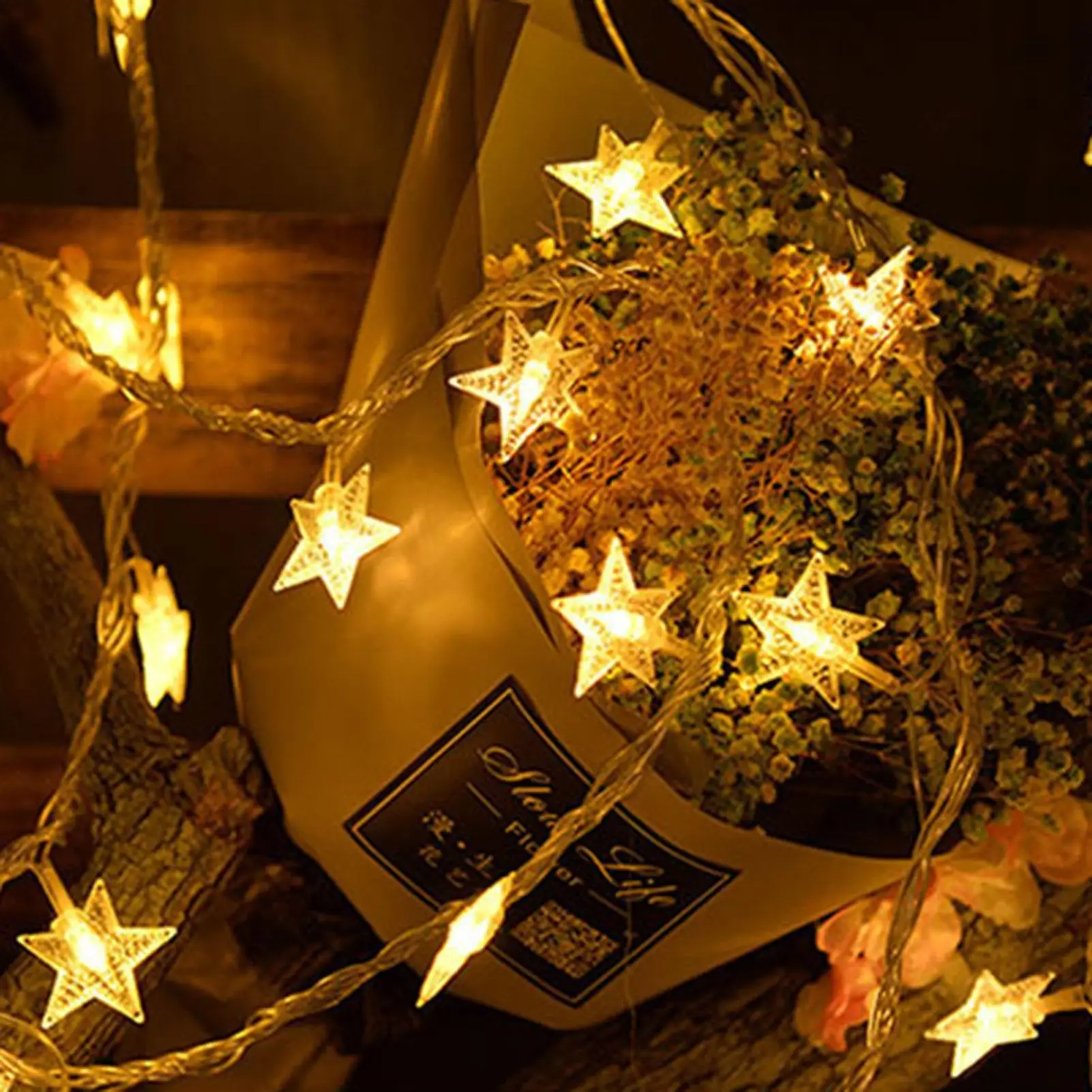 10ft LED Star String Lights Christmas Garland Battery USB Powered Wedding Party Curtain String Fairy Lamps For Home Bedroom
