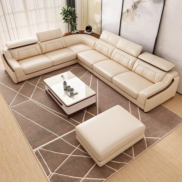 For Modern Leather U Shaped Sectional Living Room Leather Sofa Set Luxury Furniture Hot Selling Smart Sofa 7 Seater