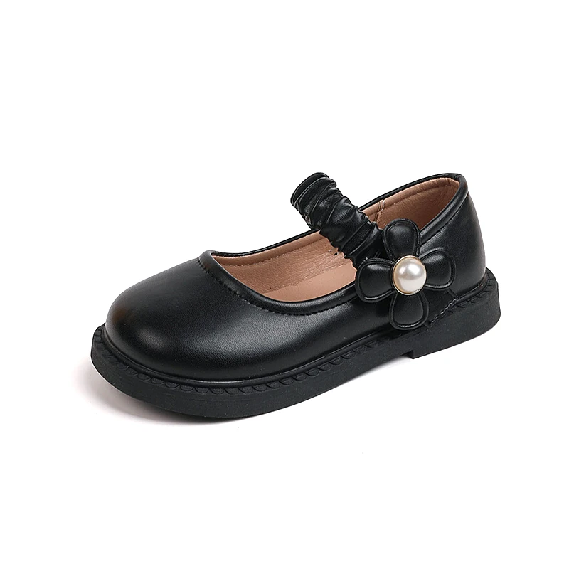 Chaussures simples à fleurs pour enfants, chaussures de princesse pour filles, chaussures en cuir décontractées à la mode, semelle souple, automne, hiver, nouveau, 2024