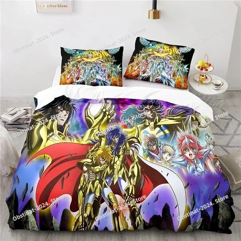 Anime 3d Saint Seiya Bedding Set Printed single Comforter Quilt Bed Cover Duvet Cover Pillow Case 3 Pieces Sets Kids Adult Size