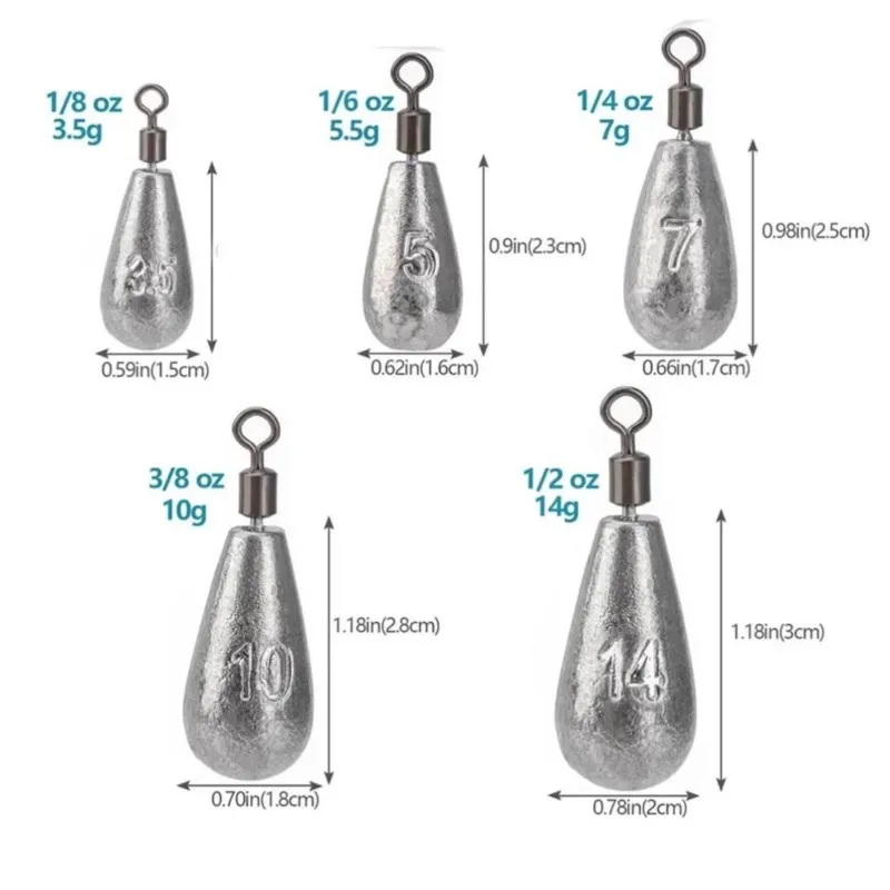 10pcs/lot Fishing Weight Sinker 3.5g 5g 7g 10g 14g 20g Water Drop Weights Fishing Tackle Accessories image 3