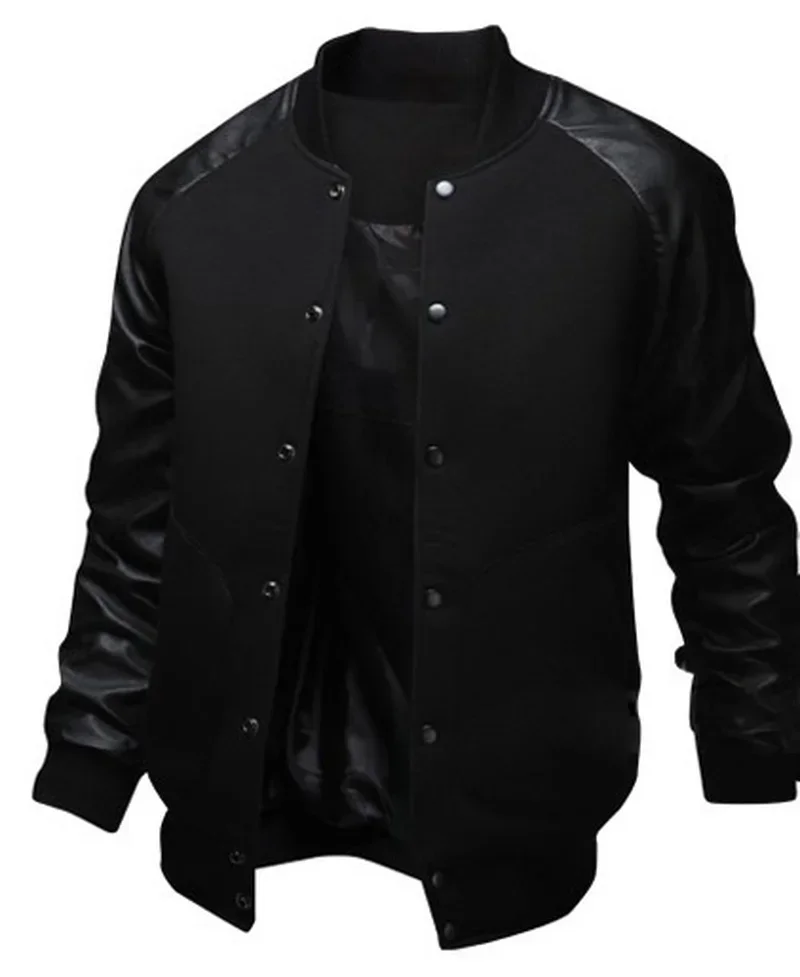 Mens Baseball Jacket Autumn Fashion Cool Outwear Jacket Patchwork Stand Collar Casual Slim Fit Jackets and Coats for Men