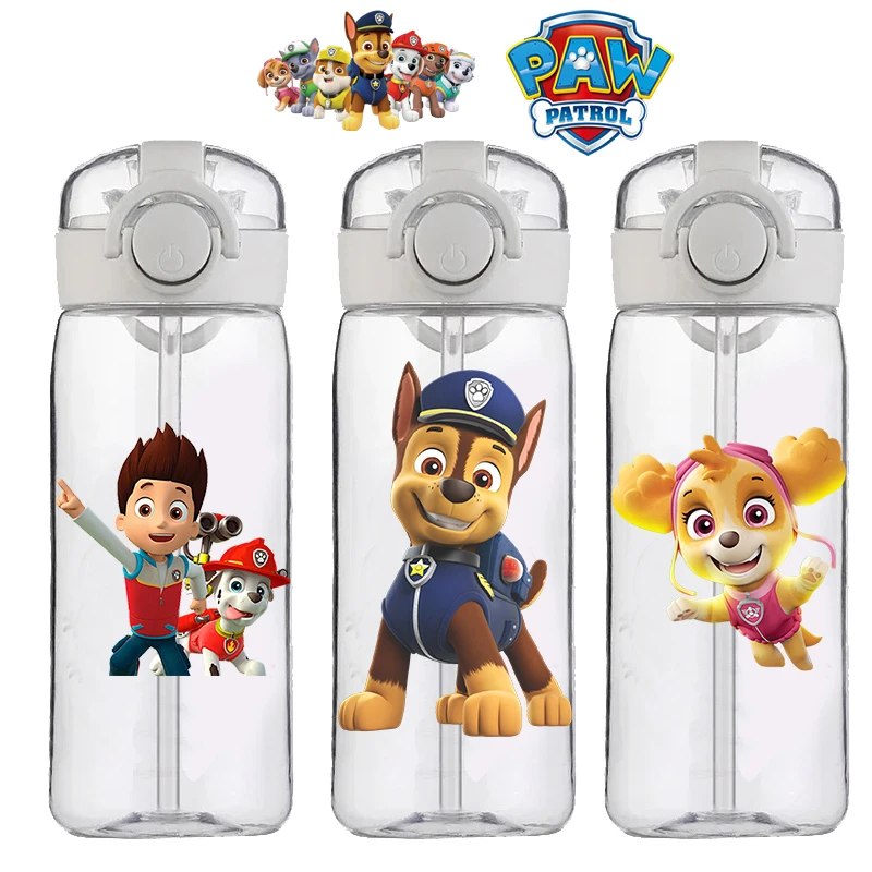 400ML PAW Patrol Chase Marshall Rocky Rubble Skye Straw Cup Girl Children's Water Cup Food Grade Cartoon Kettle Anti-Drop Gift