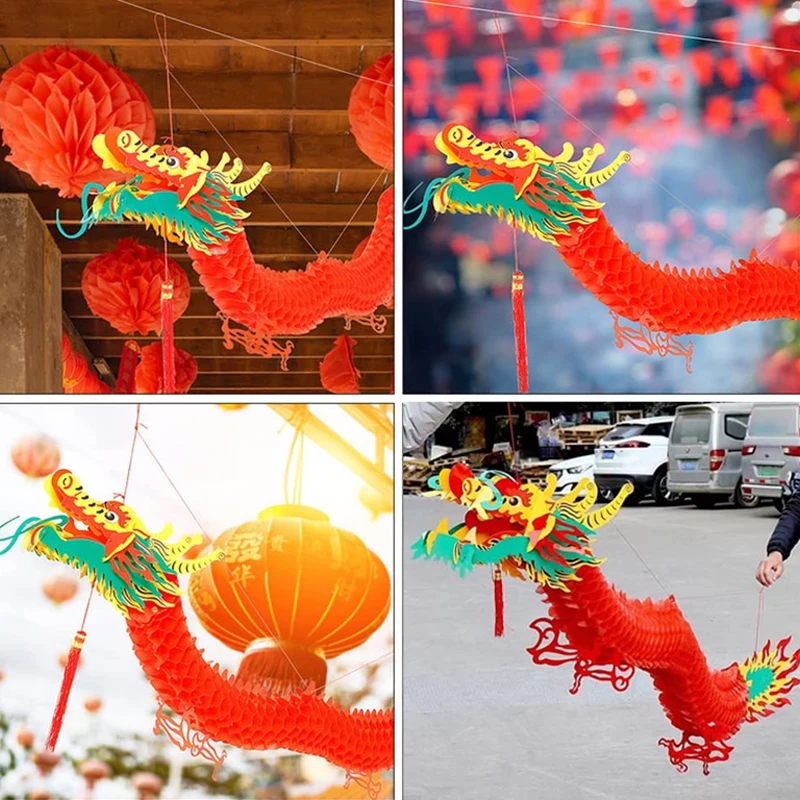 Lentera Naga 3d dekorasi gantung Tahun Baru Cina Diy ornamen pesta malam Tahun Baru Festival Musim Semi dalam ruangan halaman Eave