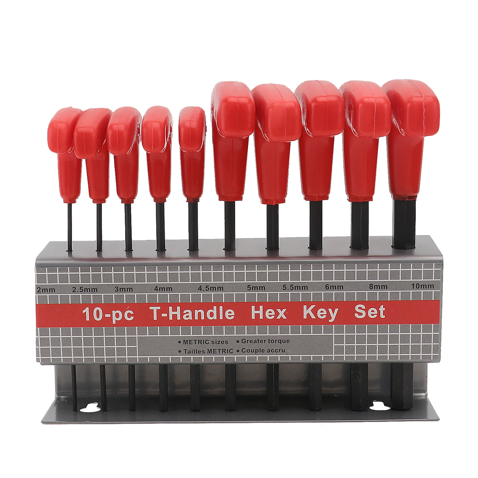 

1Set Hex Key Set 2Mm 3Mm 4Mm 5Mm 6Mm 8Mm 10Mm T-Handle Wrench with Holder Flat Head Allen Keys for Vehicle Appliance Repair