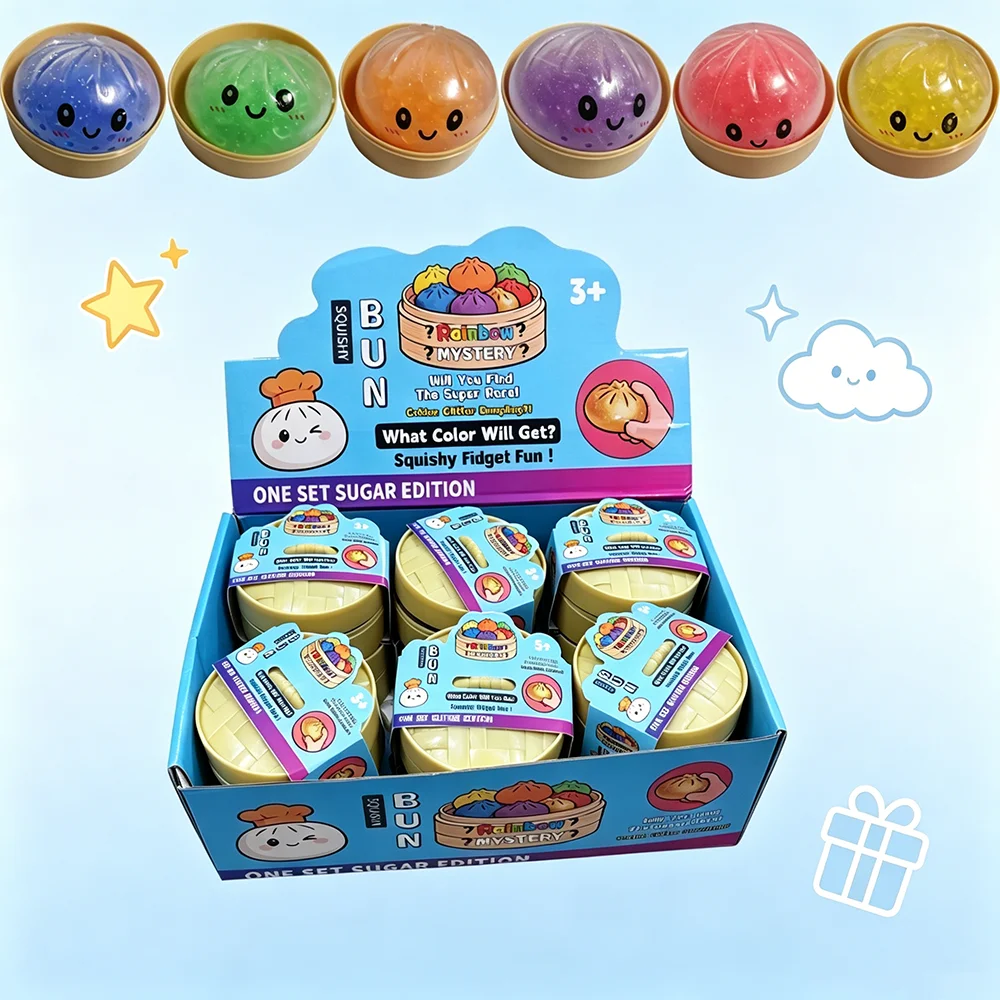 Hot Realistic Giant Dumpling Squeeze Toy with Bamboo Steamer Soft Dough Ball Decompression Fidget Toy