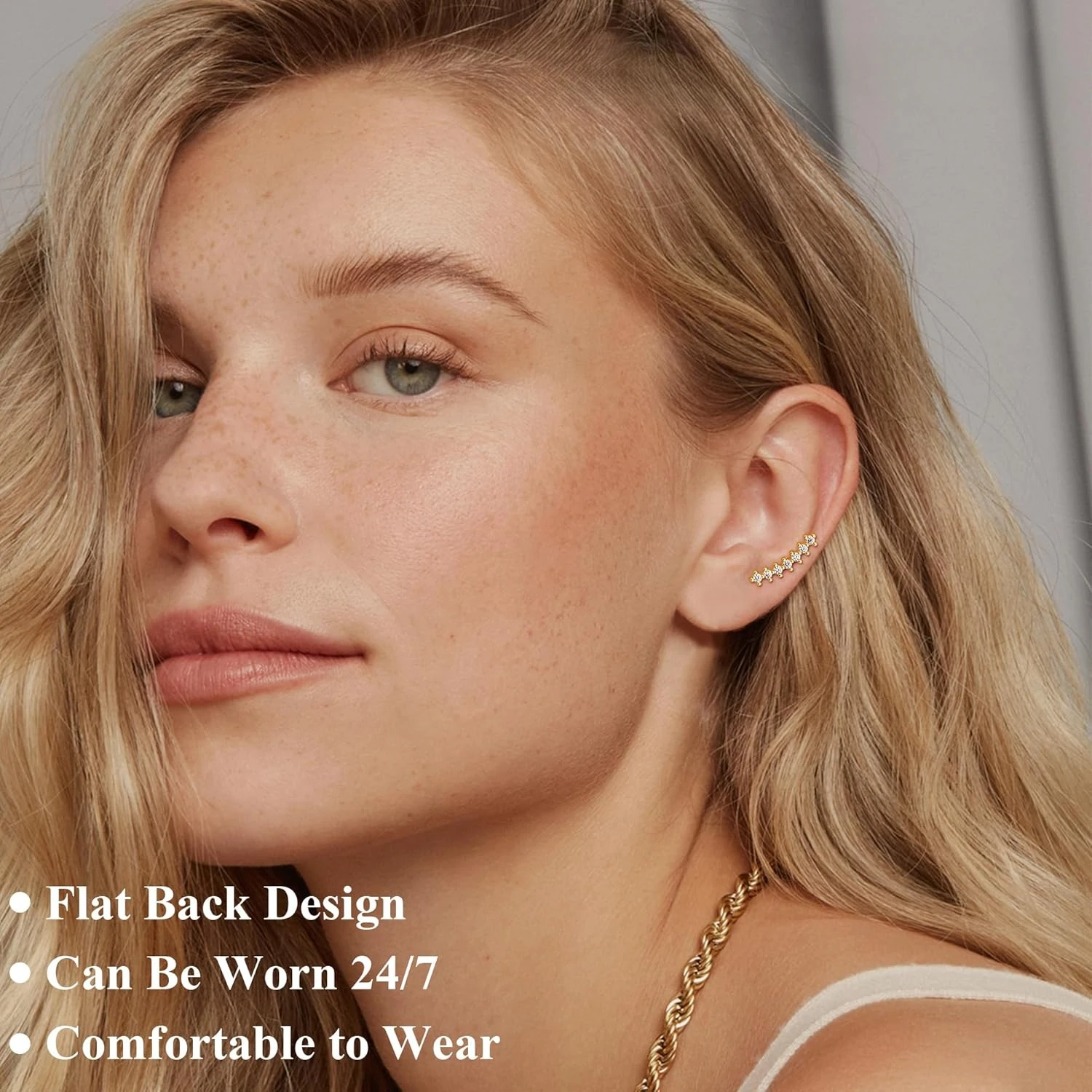Drperfect 1 pair Helix Cartilage Piercing Jewelry Stainless Steel Earrings for Women 16G Flat Back Earrings Stud Conch Piercing