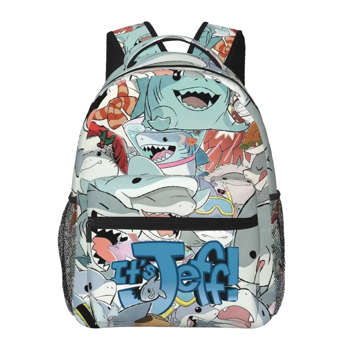 

Cute Jeff The Land Shark Cartoon Student Backpack School Bag Hiking Travel Daypack for Boys Girls Fashion Bookbag Shoulder Bags