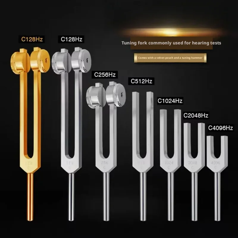 

128Hz 256Hz 512Hz Professional Aluminum Tuning Fork Set Hearing Ear Cleaning With Mallet and Storage Bag