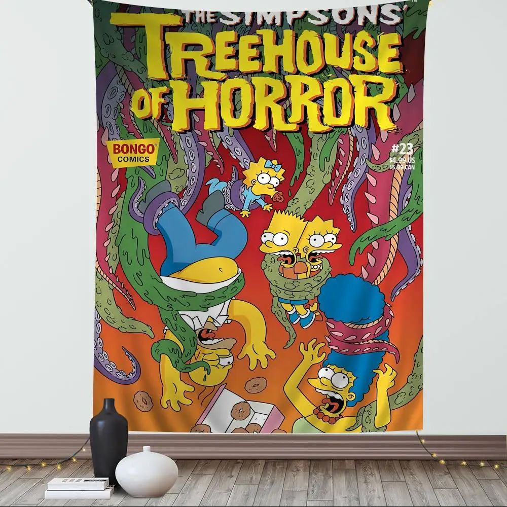 Animation T-The S-Simpsons Tapestry Art Printing Japanese Wall Tapestry Anime Wall Hanging Home Decor