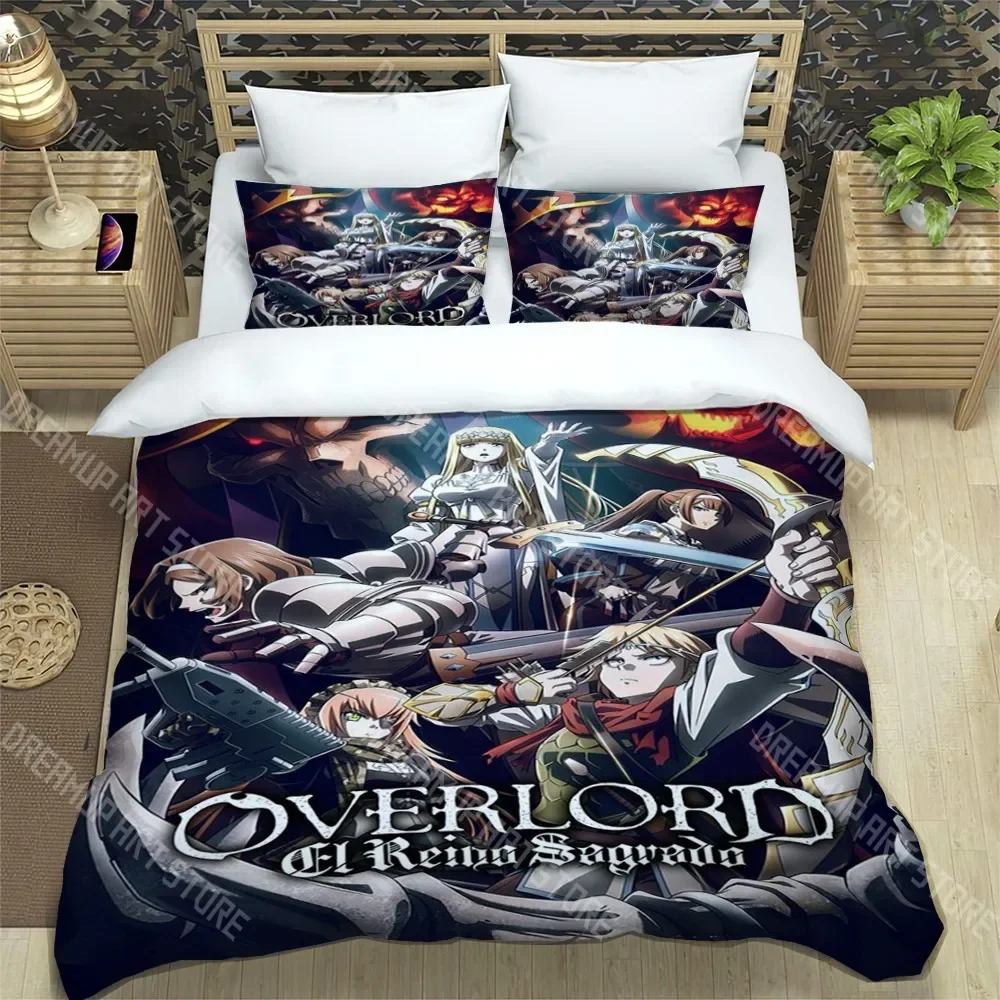 Overlord Fashion Print Three-piece Set Suitable for Kids or Adults Quilt Cover Pillowcase Bedding Set Birthday Gift