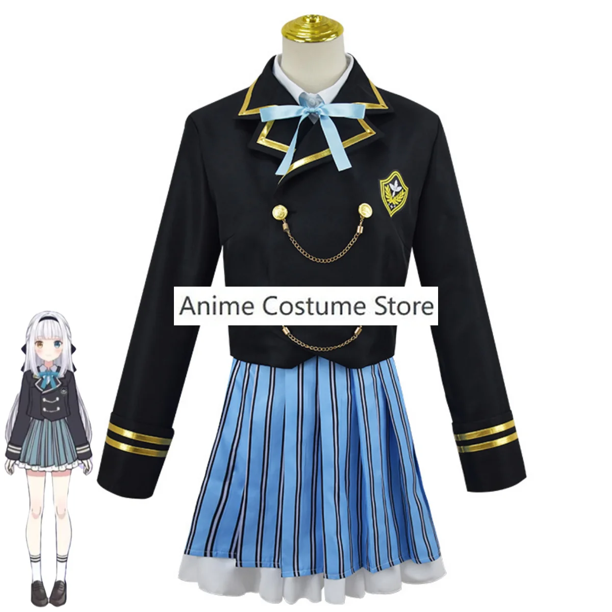 Костюм для косплея Kagura Mea из аниме «Виртуальный ютрубер», японская и южнокорейская школьная форма Jk, парик, Женский кавайный костюм