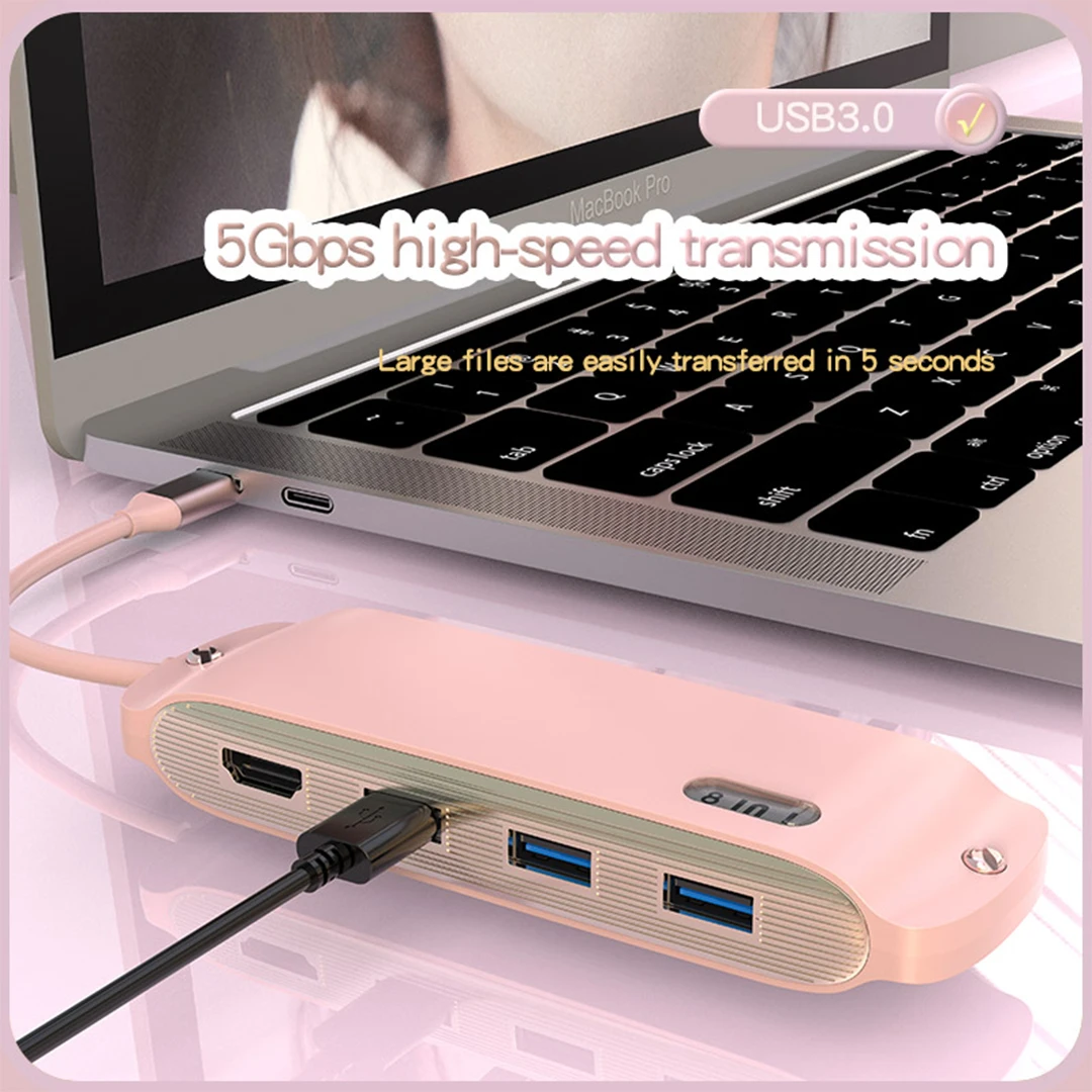 Usb 8 in 1Hub 3.0 Docking Station Usb 3.0 Splitter Several Ports Type C Extensor Usb Dock Concentrator 4K For Macbook