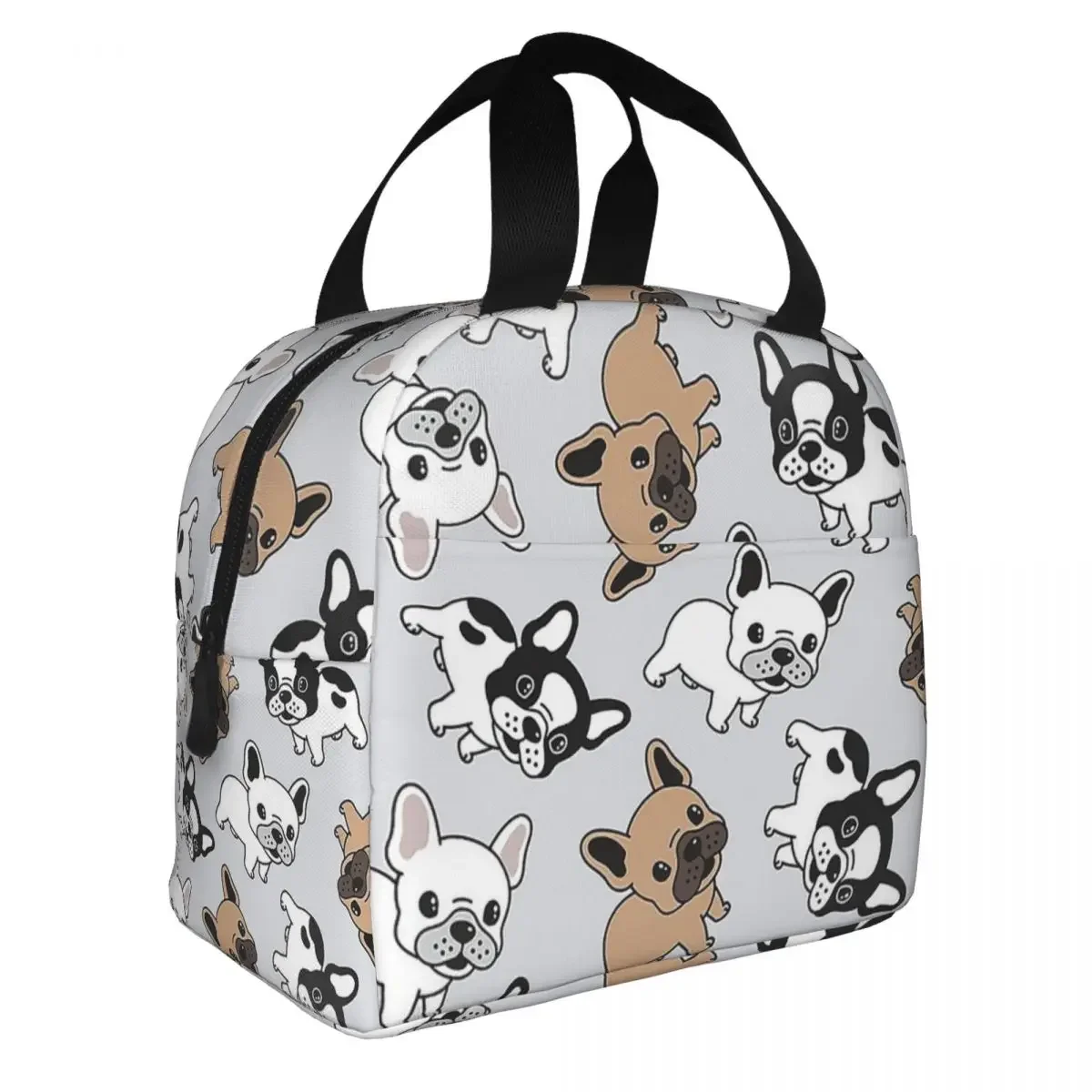 Lunch Bags for Men Women Frenchie French Bulldog Pattern Insulated Cooler Portable School Dog Oxford Lunch Box Food Storage Bags