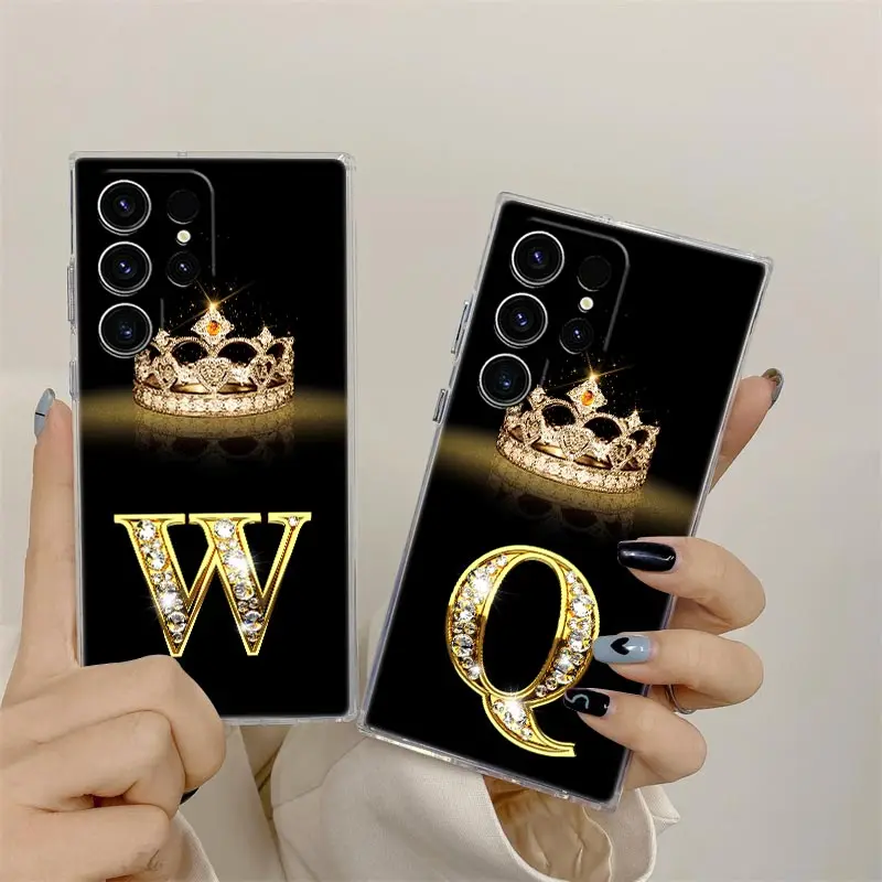 رسالة W Q O N S R Y X S25 حافظة شفافة لهاتف سامسونج جالاكسي S25 S24 S23 Ultra S20 S21 FE S22 Plus A56 A55 A36 A26