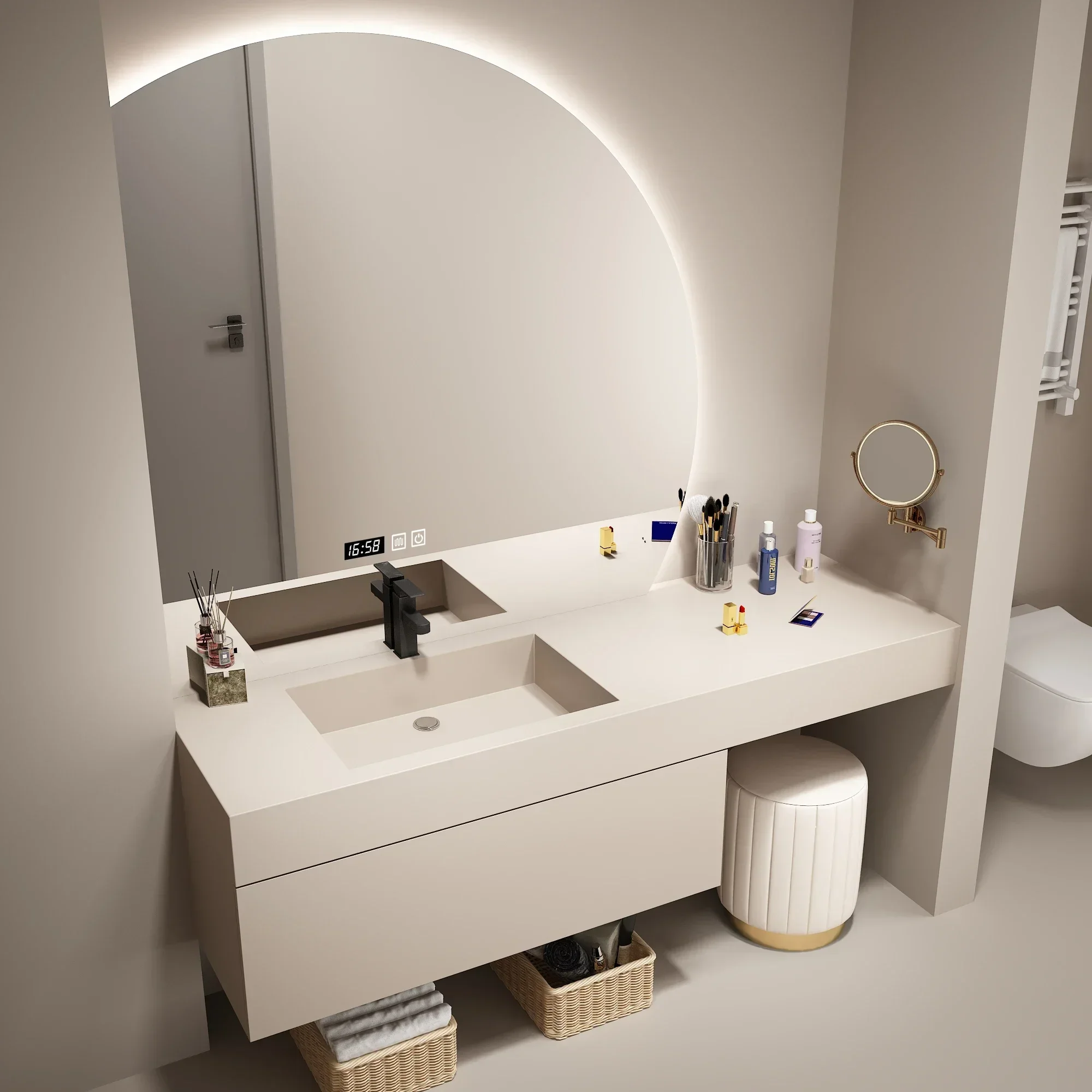 TAO Simple light luxury smart bathroom cabinet dresser combination bathroom rock slab washstand sink