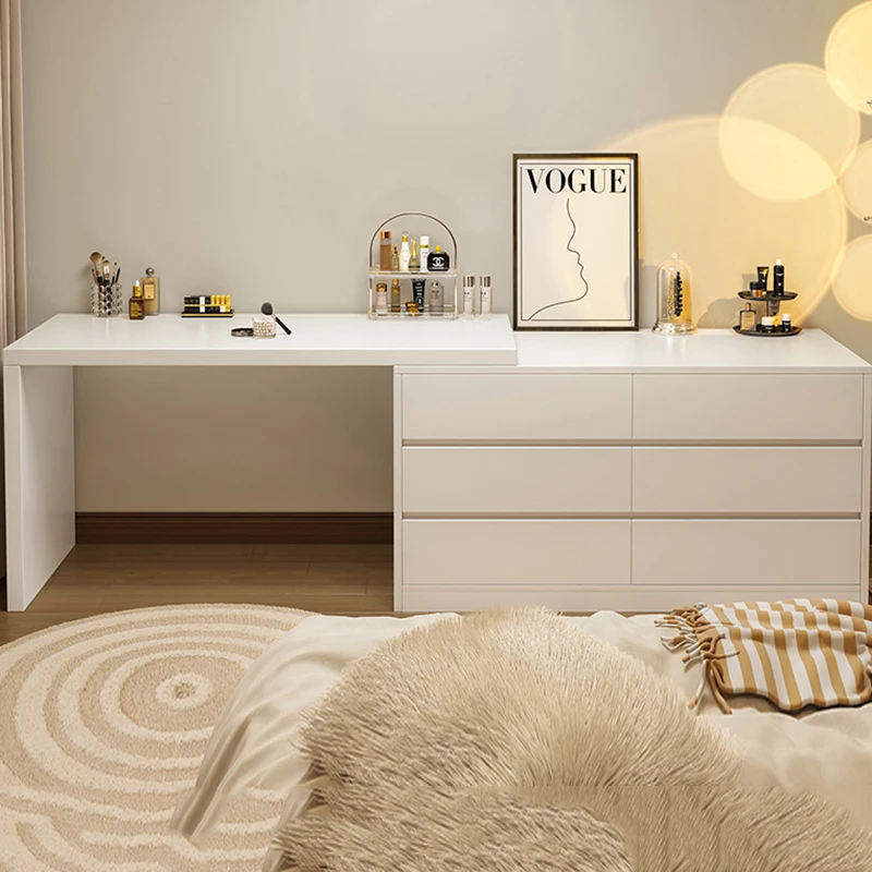 Tocador Con espejo y luces Led para mujer, cajón, silla de maquillaje, dormitorio, color blanco, muebles de Barbie
