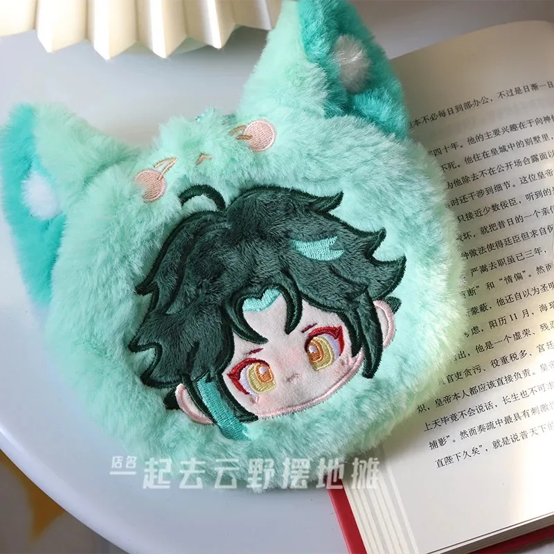 Anime Genshin Impact Xiao Cute Cat Ear Cartoon Soft Coin Purse Wallets Game Headset Storage Card Bag Gift