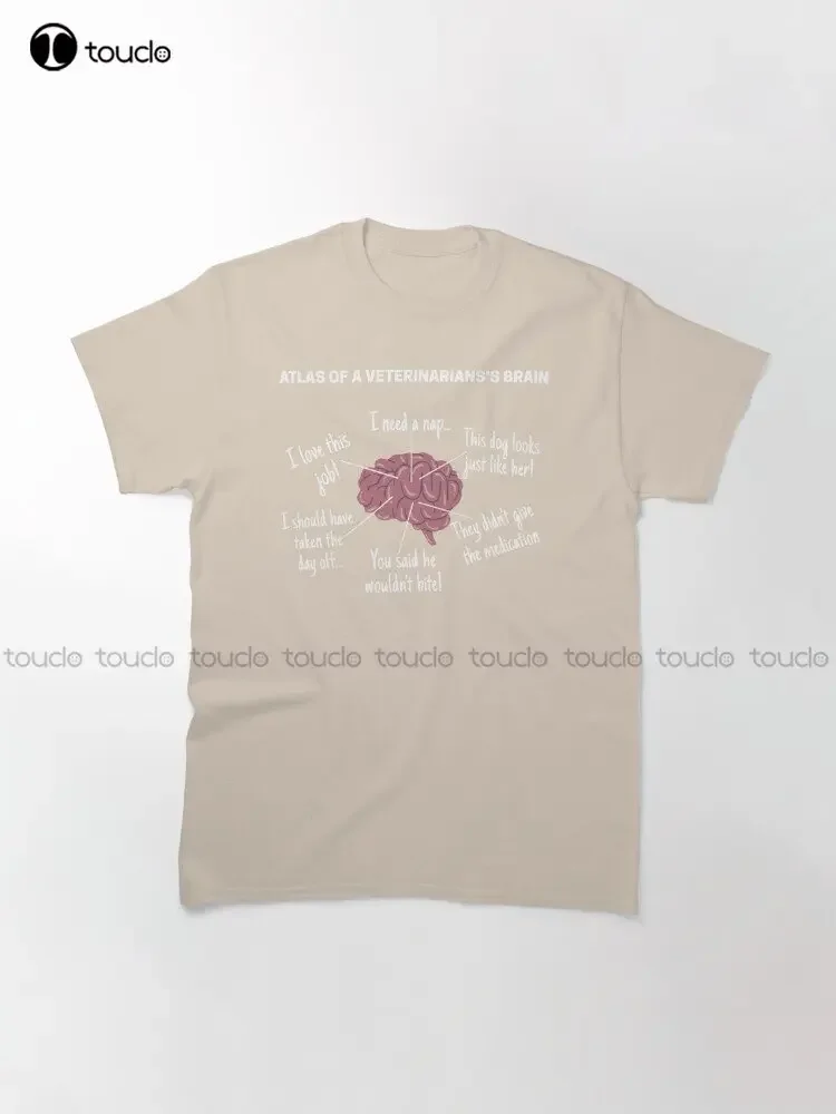 Atlas Of A Veterinarians Brain - Funny Veterinary Surgeon Classic T-Shirt Custom Aldult Teen Unisex Digital Printing Tee Shirts
