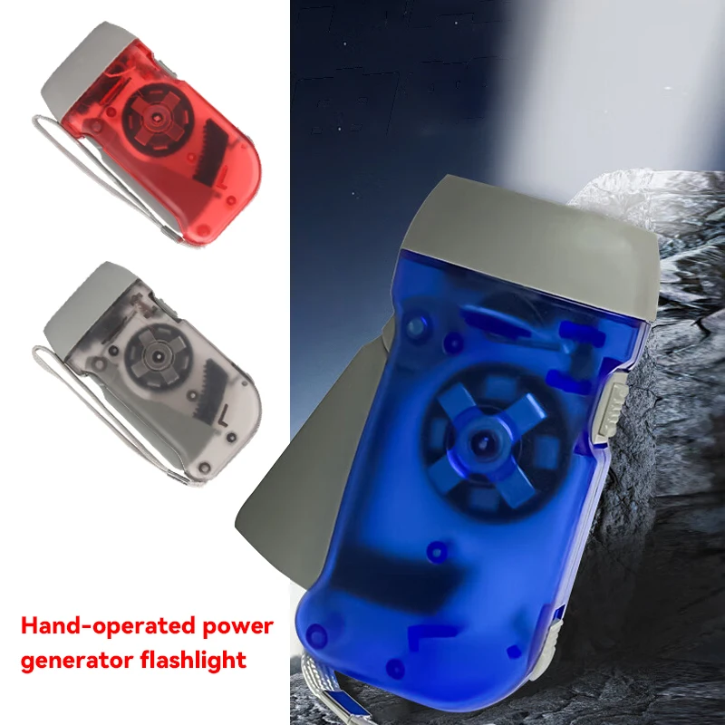 Portable Hand Pressing LED Night Flashlight Self-Powered Dynamo Crank Power Wind Up Manual Power Generation For Camping Riding
