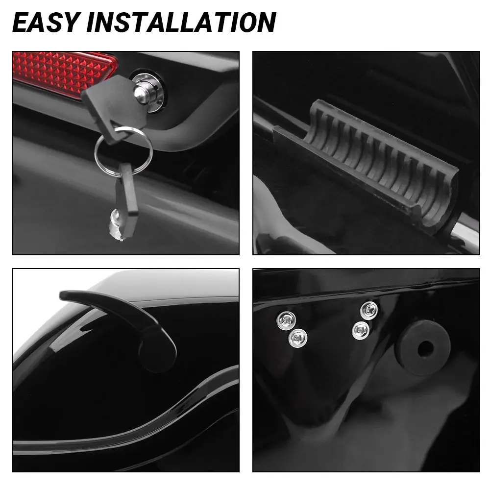 Motorcycle Hard Saddlebag Cutting Design w/Black Latches Black ABS For Harley Touring Electra Glide Ultra Limited FLHTK 2014-24