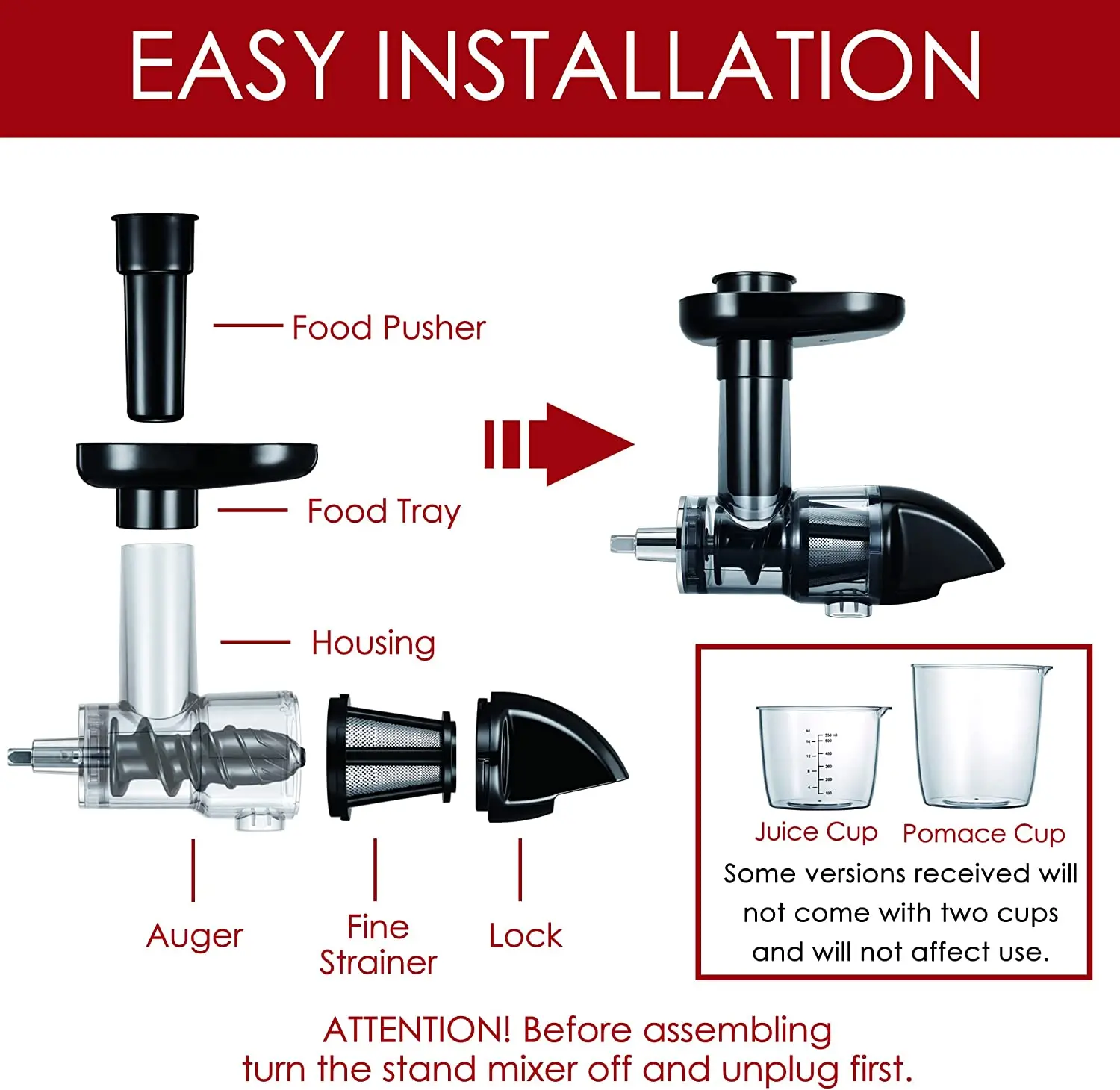 Masticating Juicer, Slow Juicer Attachment for KitchenAid Masticating Juicer Attachment for KitchenAid All Models Stand Mixers,