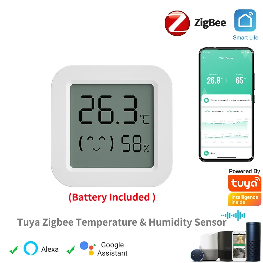 Tuya Temperature Humidity Sensor Mini LCD Digital Display Compatible with Bluetooth APP Remote Control Thermometer Hygrometer