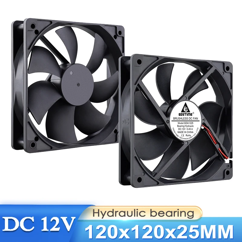 Gdstime 120MM Case Cooler DC 12V 120x120x25MM 3000RPM High Speed Brushless Axial Fan 12CM 2PIN For Computer PC CPU Case Cooling