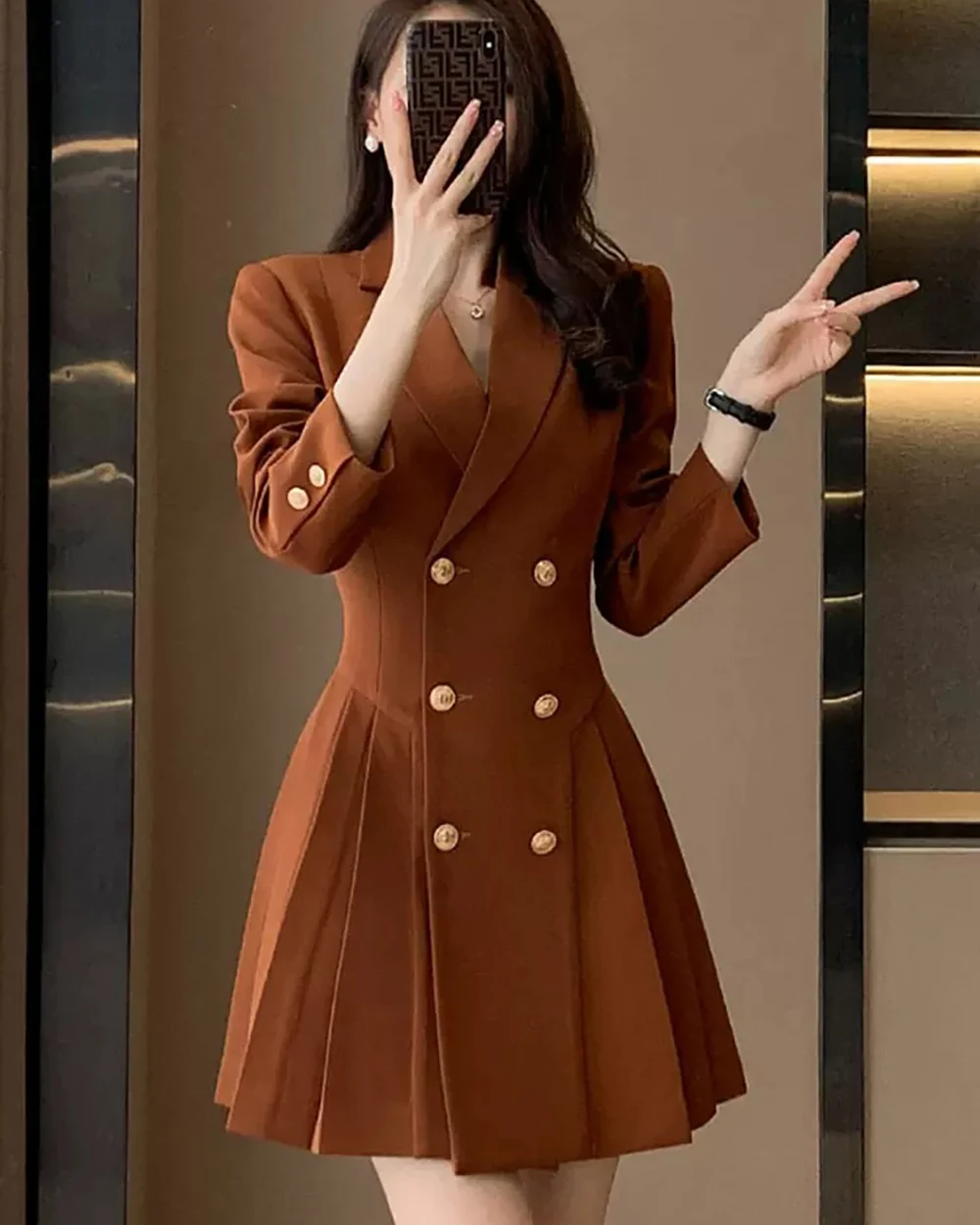 خريف شتاء جديد ريترو هيبورن نمط المرأة فستان بتصميم بدلة عصرية الراقية مزاجه أنيقة سليم صالح مطوي تنورة