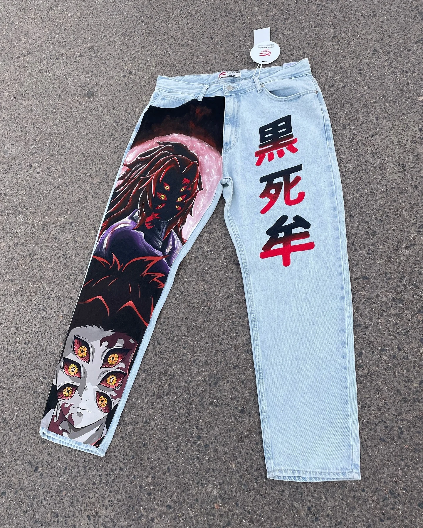 Pantalones vaqueros holgados con estampado de Kokushibo para hombres y mujeres, pantalones de pierna ancha, ropa de calle Y2k, pantalones de cintura alta, Anime Popular, Harajuku, nuevo estilo