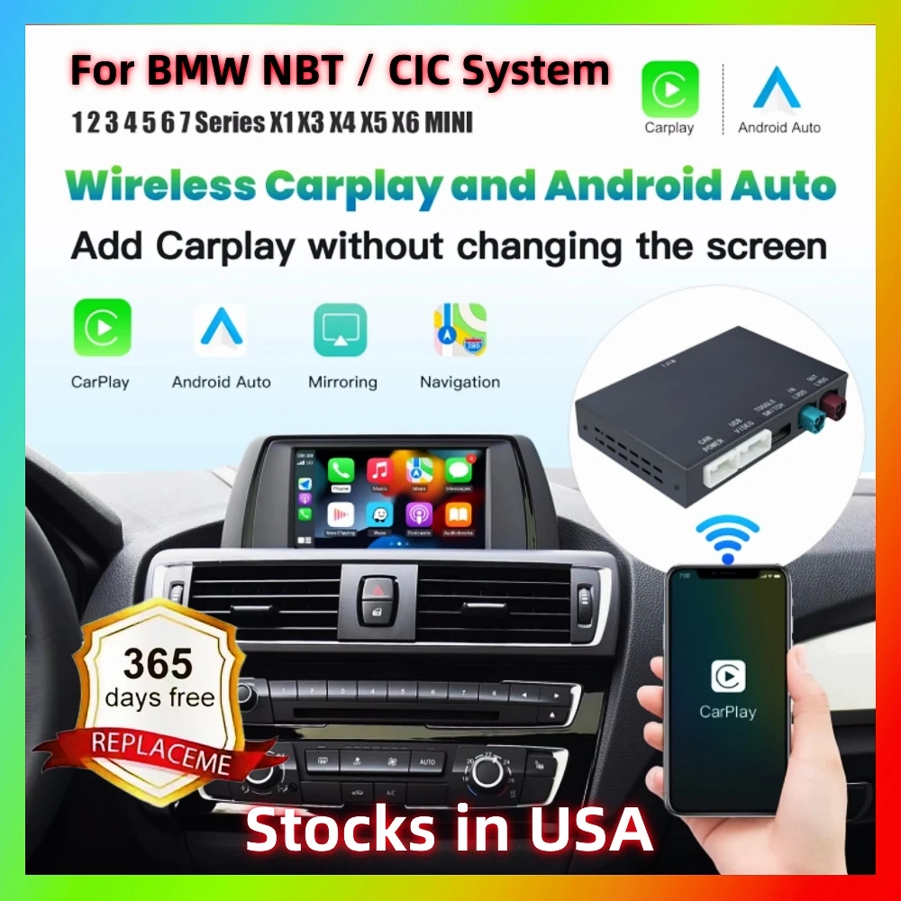 ANYFAR Wireless CarPlay Android Auto For BMW NBT CIC System 1 2 3 4 5 7 Series X1 X3 X4 X5 F20 F21 F30 F31 F10 F48 F25 E84