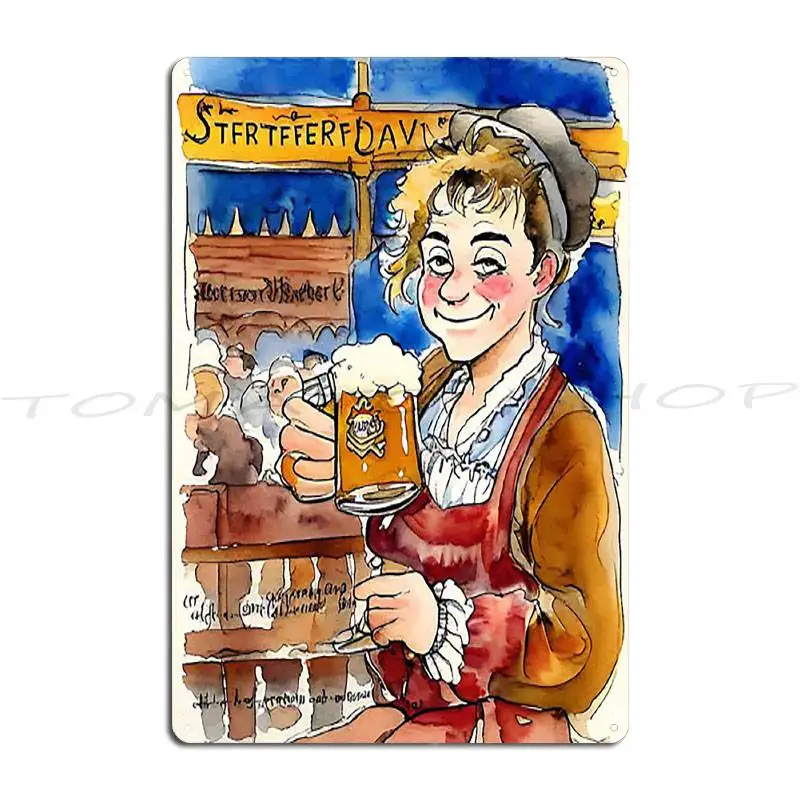 Mona Lisa Oktoberfest Vintage Beer Girls Metal Sign Mural Design Wall Decor Living Room Customized  Tin Sign Poster