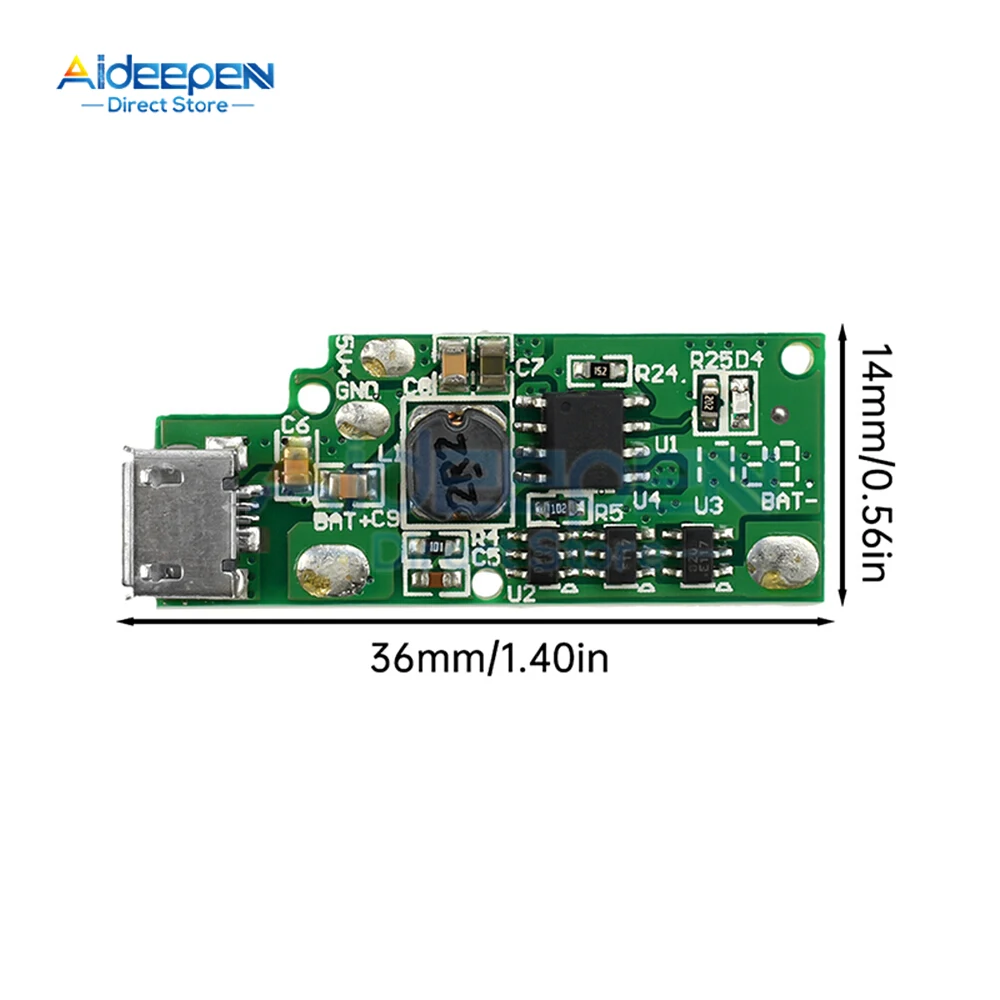 18650 Boost Charger Board 3.7V to 5V Micro USB Output With Over-Current/Voltage Protection DIY Mini Power Bank Module